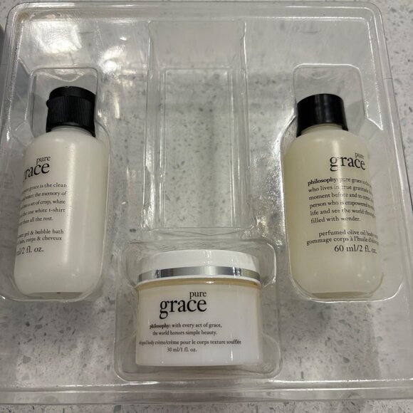 Philosophy Pure Grace Gift Set 3-Piece Perfumed Bath Gel & Body Lotion & Cream - Picture 2 of 3